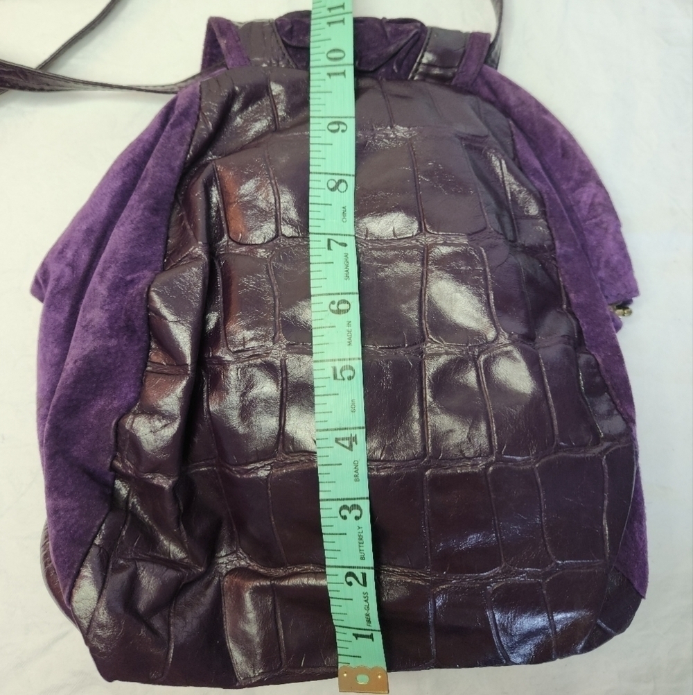 80s Croc Suede Leather Bucket Purse - Picture 13 of 14